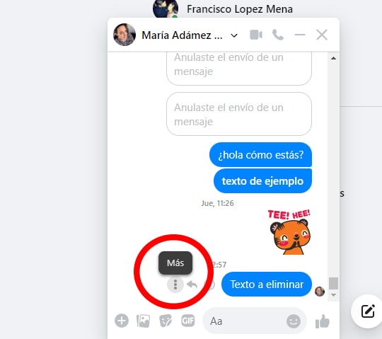 borrar mensajes de Messenger desde el PC manualmente paso1
