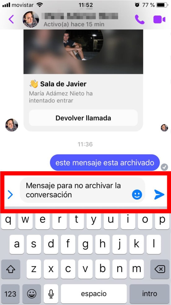recuperar mensajes archivados de Messenger en móvil paso2