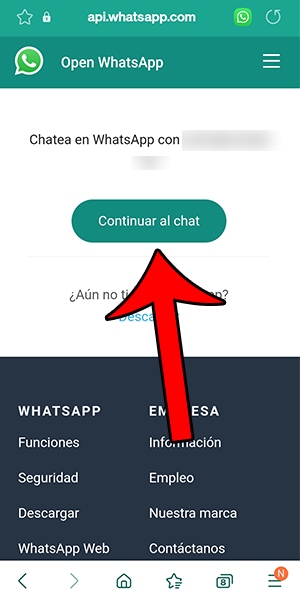 mandar WhatsApp sin agregar contacto paso2